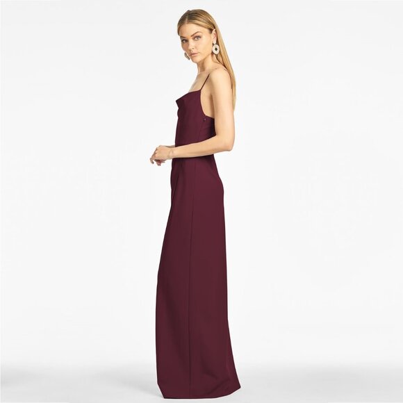 NWT SACHIN + BABI Paulina Gown in Deep Wine  Draped Crepe Maroon Merlot 2 - Picture 2 of 9
